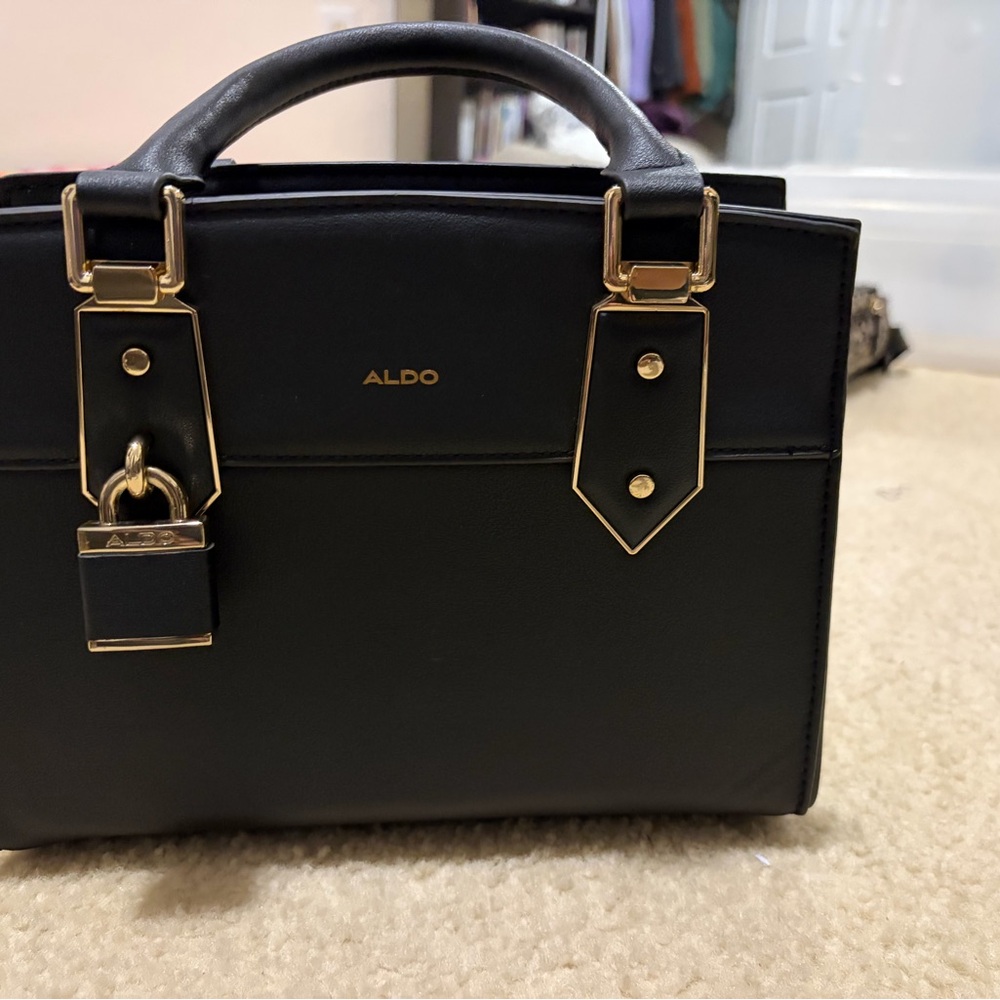 Aldo Elegant Black Tote with Gold Hardware